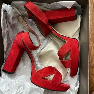 BCBG red suede Lea heels size 37